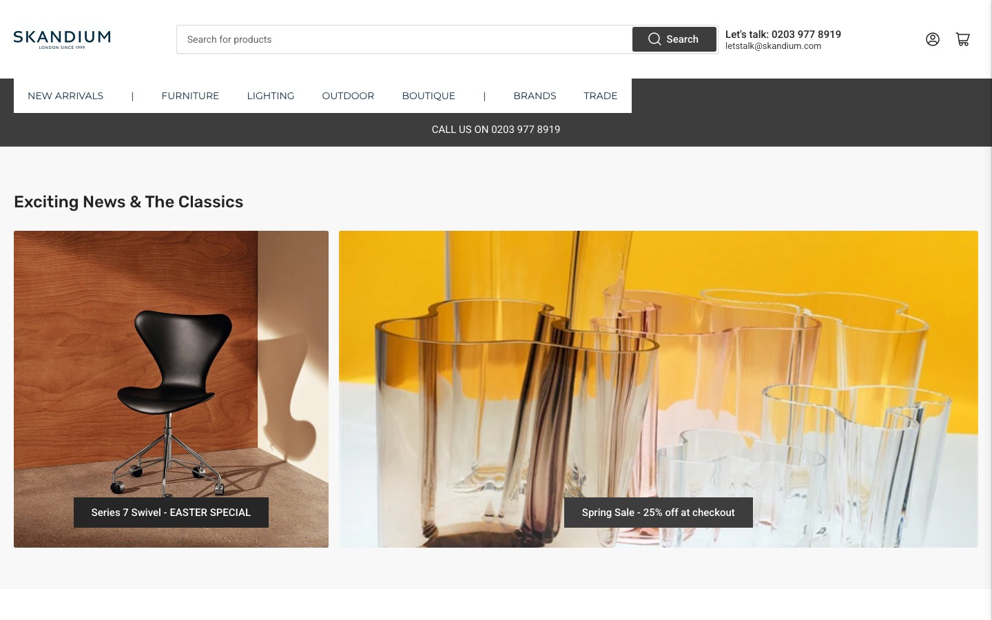 Skandium — e-commerce webshop designet af vores webdesignere